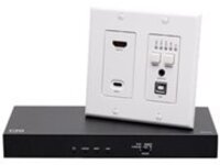 C2G HDMI HDBaseT + USB-C, 3.5mm, and USB-B to A over Cat Extender Wall Plate Transmitter to Box Receiver
