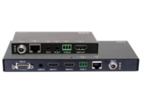 C2G Dual 4K HDMI HDBaseT + VGA, 3.5mm, and RS232 over Cat Switching Extender Box Transmitter to Ultra-Slim Box Receiver