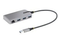 StarTech.com 3-Port USB Hub with Ethernet, 3x USB-A Ports, Gigabit Ethernet RJ45, USB 3.0 5Gbps, Bus-Powered, USB Hub w/ GbE and 1ft/30cm Long Cable, Portable Laptop USB Hub