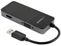 StarTech.com USB 3.0 to HDMI and VGA Adapter, 4K/1080p USB Type-A Dual Monitor Multiport Adapter Converter, External Video Graphics Card for Multiple Screens, Multi Display USB Adapter