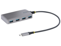StarTech.com 4-Port USB-C Hub, USB 3.0 5Gbps, Bus Powered, USB Type-C to 4x USB-A Hub with Optional Auxiliary Power Input, Portable Desktop/Laptop USB Hub with 1ft (30cm) Attached Cable