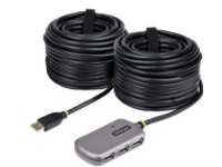 StarTech.com USB Extender Hub, 24m USB 2.0 Extension Cable with 4-Port USB Hub, Active/Bus Powered USB Repeater Cable, Optional 10W Power Supply Included
