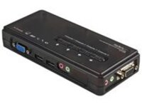StarTech.com 4 Port Black USB KVM Switch Kit with Cables and Audio