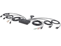 StarTech.com 2-Port Dual-Monitor HDMI Cable KVM Switch, 4K 60Hz, Compact KVM with 5ft/1.5m USB-A/HDMI/Audio Integrated Cables, Bus Powered