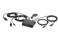StarTech.com 2-Port Hybrid USB-C HDMI Cable KVM Switch, 4K 60Hz, Compact KVM with 6ft/1.8m USB-A/HDMI/Audio &amp; 4ft/1.2m USB-C Integrated Host Cables, Bus Powered