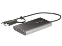 StarTech.com USB-C to Dual-HDMI Adapter, USB-C or A to 2x HDMI, 4K 60Hz, 100W PD Pass-Through, 1ft (30cm) Built-in Cable, External Video Graphics Adapter
