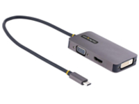 StarTech.com USB C Video Adapter, USB C to HDMI DVI VGA Adapter, Up to 4K 60Hz, Aluminum, Multiport Video Display Adapter for Laptops, Thunderbolt 3/4 Compatible, USB Type C Monitor Adapter