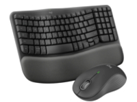Logitech Wave Keys MK670 Combo, Wireless Ergonomic Keyboard with Signature M550 L Wireless Mouse, Graphite