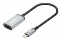 Manhattan USB-C to HDMI Cable, 4K@60Hz, 5 Gbps (USB 3.2 Gen1 aka USB 3.0), 15cm, Black, Male to Male, Three Year Warranty, Polybag
