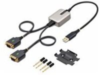 StarTech.com 2ft (60cm) 2-Port USB to Serial Adapter Cable, Interchangeable DB9 Screws/Nuts, COM Retention, USB-A to DB9 RS232, FTDI, Level-4 ESD Protection, Windows/macOS/ChromeOS/Linux