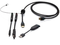 C2G 6ft (1.8m) 4K HDMI Premium Cable and Universal Dongle Adapter Ring with Color Coded HDMI to DisplayPort, HDMI to USB-C, and USB-C to USB-A (without Pull Tab)