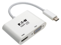 Tripp Lite USB C to HDMI / VGA Multiport Adapter Converter 4K @ 30Hz, Thunderbolt 3 Compatible M / 2xF, USB-C, USB Type-C,USB Type C