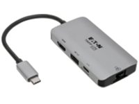 Tripp Lite USB C Multiport Adapter Converter w/ 4K HDMI Gigabit Ethernet Port & USB-A Hub, Thunderbolt 3 Compatible PD Charging