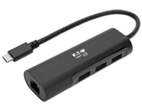 Tripp Lite USB 3.1 Gen 1 USB-C Multiport Portable Hub/Adapter, 3 USB-A Ports and Gigabit Ethernet Port, Thunderbolt 3 Compatible, Black, USB Type C