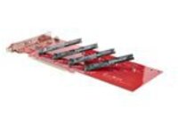 Startech Quad M.2 PCIe Adapter Card, x16 Quad NVMe or AHCI M.2 SSD to PCI Express 4.0, Up to 7.8GBps/Drive, For 2242/2260/2280/22110mm PCIe M-Key M2 SSDs, Bifurcation Required