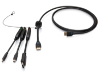 C2G 6ft (1.8m) 4K HDMI Premium Cable and Universal Dongle Adapter Ring with Color Coded Mini DisplayPort, DisplayPort, and USB-C (without Pull Tab)