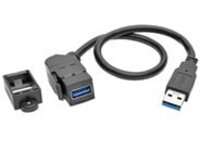 Tripp Lite USB 3.0 Keystone Panel Mount Coupler Extension Cable Angled 1&#x27;