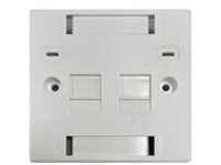 Eaton Tripp Lite Series 2-Port UK-Style Keystone Wall Plate, Unloaded Shuttered Module, Icon Tabs, White