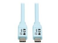 Eaton Tripp Lite Series USB-C Cable (M/M), Antibacterial, Ultra Flexible, 240W PD Charging, Light Blue, 6 ft. (1.8 m)