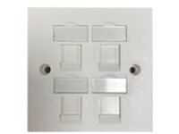 Eaton Tripp Lite Series 4-Port UK-Style Keystone Wall Plate, Unloaded Shuttered Module, White