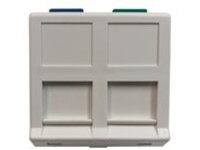 Eaton Tripp Lite Series 2-Port European-Style Insert, Unloaded Shuttered Angled Module, Icon Tabs, White