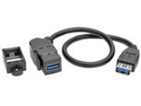 Tripp Lite USB 3.0 Keystone Panel Mount Coupler Cable F/F Angled 1ft