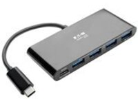 Eaton Tripp Lite series 4-Port USB C Hub Adapter w 4x USB-A &amp; USB Type C PD Charging Black Thunderbolt 3 Compatible