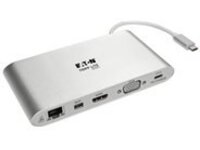 Tripp Lite USB C Docking Station 4K USB Hub USB 3.1 Gen 1 w/ USB-A, HDMI, VGA, mDP, Gigabit Ethernet, Mem Card, 3.5 mm &amp; USB-C Charge 4K @ 30Hz, USB-C, USB Type C, USB Type-C