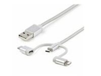 StarTech 6ft (1.8m) USB Multi-Charging Cable, USB-A to Lightning/USB-C/Micro-USB, Apple MFi Certified, Braided Nylon Jacket; USB 3-in-1 Charger Cable/Cord