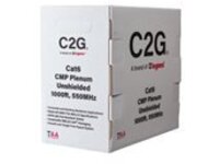 C2G 1000ft (304.8m) TAA-Compliant Cat6 Bulk Unshielded (UTP) Ethernet Network Cable with Solid Conductors-Plenum CMP-Rated