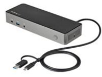 StarTech.com USB-C &amp; USB-A Dock, Hybrid Universal Triple Monitor Laptop Docking Station w/ DisplayPort &amp; HDMI 4K 60Hz, 85W Power Delivery, 6x USB Hub, Ethernet, Audio, USB 3.1 Gen 2 10Gbps