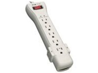 Tripp Lite Protect It! 7-Outlet Surge Protector, 7 ft. Cord with Right-Angle Plug, 2160 Joules, Diagnostic LEDs, Light Gray Housing