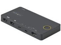 StarTech.com 2 Port Hybrid USB-A &#x2B; HDMI &amp; USB-C KVM Switch, Single 4K 60Hz HDMI 2.0 Monitor, Compact Desktop and/or Laptop HDMI KVM Switch, USB Bus Powered, Thunderbolt 3 Compatible
