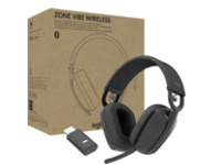 Logitech Zone Vibe Wireless Bluetooth headphones with noise-canceling mic, USB-A, USB-C, certified for Google Meet, Google Voice, Zoom, Mac/PC