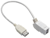 Eaton Tripp Lite Series USB 2.0 All-in-One Keystone/Panel Mount Coupler Cable (F/F), Angled Connector, White, 1 ft.