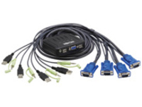 Eaton Tripp Lite series 4-Port VGA KVM Switch with Built-In VGA, USB and 3.5 mm Audio Cables