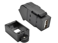 Eaton Tripp Lite Series USB 2.0 Keystone Panel Mount Coupler All-in-One Angled F/F Black