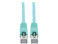 Tripp Lite Cat6a 10G-Certified Snagless Shielded STP Network Patch Cable (RJ45 M/M), PoE, Aqua, 7 ft.