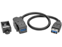 Tripp Lite USB 3.0 Keystone Panel Mount Coupler Cable F/F Angled 1ft