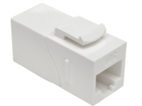 Tripp Lite Cat6a Straight-Through Modular In-Line Snap-In Coupler w/90-Degree Down-Angled Port, White (RJ45 F/F)