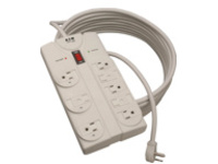 Tripp Lite Protect It! 8-Outlet Surge Protector, 25 ft. Cord with Right-Angle Plug, 1440 Joules, Diagnostic LEDs, Light Gray Housing