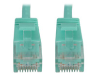 Eaton Tripp Lite Series Cat6a 10G Snagless Molded Slim UTP Ethernet Cable (RJ45 M/M), PoE, Aqua, 20 ft. (6.1 m)