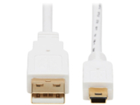 Tripp Lite Safe-IT USB-A to USB Mini-B Antibacterial Cable (M/M), USB 2.0, White, 6 ft.