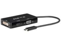 Eaton Tripp Lite Series USB C Multiport Adapter M/3xF 4K60Hz HDMI 1080p VGA + DVI Ports Black