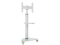 Eaton Tripp Lite Series Premier Rolling TV Cart for 37" to 70" Displays, Frosted Glass Base and Shelf, Locking Casters, White