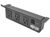 Tripp Lite Protect It! 3-Outlet Surge Protector with Mounting Brackets, 10 ft. Cord, 510 Joules, 2 USB Charging Ports, Black Housing
