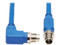 Eaton Tripp Lite Series M12 X-Code Cat6a 10G F/UTP CMR-LP Shielded Ethernet Cable (Right-Angle M/M), IP68, PoE, Blue, 3 m (9.8 ft.)