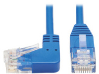 Eaton Tripp Lite Series Left-Angle Cat6 Gigabit Molded Slim UTP Ethernet Cable (RJ45 Left-Angle M to RJ45 M), Blue, 2 ft. (0.61 m)