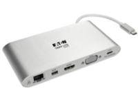 Tripp Lite USB C Docking Station 4K USB Hub USB 3.1 Gen 1 w/ USB-A, HDMI, VGA, mDP, Gigabit Ethernet, Mem Card, 3.5 mm &amp; USB-C Charge 4K @ 30Hz, USB-C, USB Type C, USB Type-C