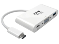 Tripp Lite USB C to VGA Multiport Video Adapter Converter w/ USB-A Hub, & USB-C PD Charging, Thunderbolt 3 Compatible USB Type C to VGA, USB-C to VGA, USB Type-C to VGA